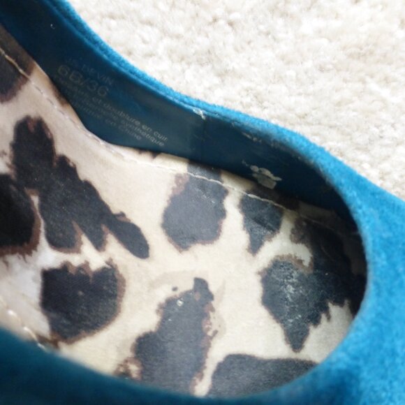 JESSICA SIMPSON dark teal faux suede platform pumps - Picture 11 of 14